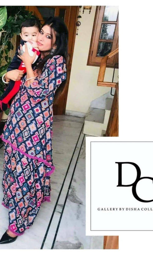 Navy Blue Dhoti Skirt Dress